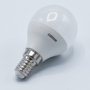 Bec led sferic 5.5W (40W), E14, P40, 470lm, lumina calda (2700K), opal, Osram