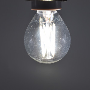 Bec led sferic Vintage filament 4W (32W), E14, G45, 400lm, lumina neutra (4500K), clar, Optonica