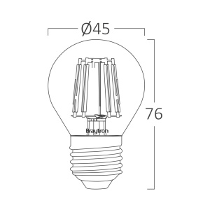 Bec led sferic Vintage filament 4W (40W), E27, G45, 470lm, lumina calda (2700K), clar, Braytron [4]- savelectro.ro