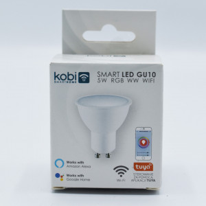 Bec led Smart WIFI GU10 5W, 400lm, 120 grade, RGB WW, opal, Kobi