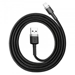 Cabluri USB, Cablu USB-Lightning, 1.5A, 2m, gri-negru, Baseus - savelectro.ro
