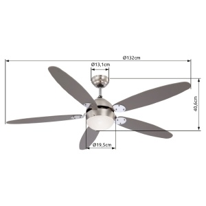 Candelabru Azura, cu ventilator, intrerupator cu lant, 1xE14, IP20, nichel, alb, Globo Lighting [3]- savelectro.ro