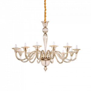 Corpuri de iluminat, Candelabru Brigitta 199405, 12xE14, ambra+transparent, IP20, Ideal Lux - savelectro.ro