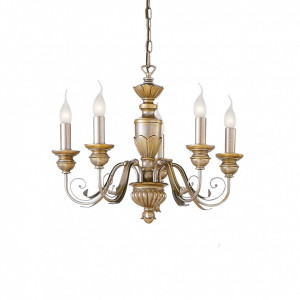 Candelabru Firenze 020822, 5xE14, auriu+alb, IP20, Ideal Lux