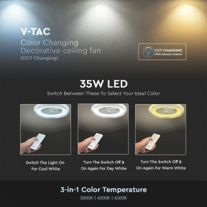 Candelabru LED VT-7935, cu ventilator, telecomanda, 45W, 3000lm, lumina rece, neutra, calda, gri, IP20, V-TAC [8]- savelectro.ro