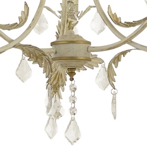 Candelabru Versilia KL6193, 3xE14, alb antic + auriu, metal + sticla + cristale, stil vintage elegant, Klausen [4]- savelectro.ro