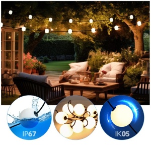 Ghirlanda luminoasa Venezia, 8W, lumina calda(2500 K), 7.74 m, protectie IP67 [10]- savelectro.ro