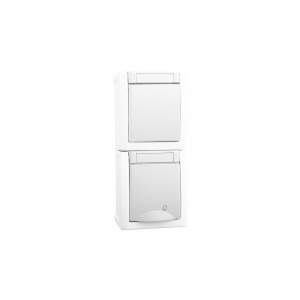 Priza si intrerupatoare aplicate, Intrerupator + Priza IP54 Pacific Panasonic, PT, alb - savelectro.ro