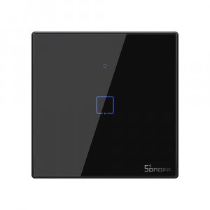 Intrerupator simplu smart, sticla securizata neagra, montaj in doza, compatibil Alexa si Google Assistant, Sonoff [1]- savelectro.ro