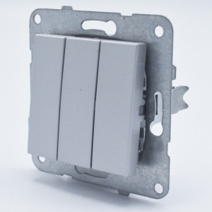 Intrerupator triplu, 10A, IP20, Argintiu, Panasonic Arkedia Slim/Karre Plus