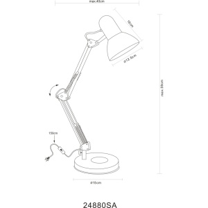 Lampa de birou Famous 1xE27, reglabila, IP20, nisipie, Globo Lighting [6]- savelectro.ro