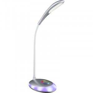 Lampa de birou LED Minea 58265, RGB, dimabila, cu intrerupator touch, 3W, 230lm, lumina rece, argintie, IP20, Globo [2]- savelectro.ro