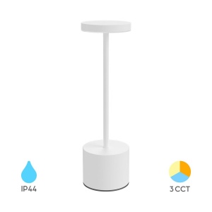 Lampa de masa LED Luxe-1, 2W, 150 lm, lumina calda/neutra/rece, reincarcabila USB-C, dimabila, IP44, alba, Braytron