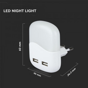 Lampa de veghe patrata cu senzor si USB, chip Samsung, 0.45W, lumina neutra (4000K), 2A, V-TAC [5]- savelectro.ro