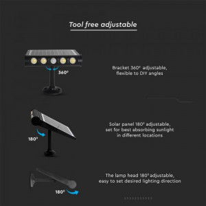 Lampa Solara cu senzor de miscare 8W, 950lm, IP65, Lumina neutra (4000K) V-TAC [5]- savelectro.ro
