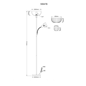 Lampadar Hinton 1xE27 + 1xE14, cu lampa de citit, IP20, negru mat, Globo Lighting [2]- savelectro.ro