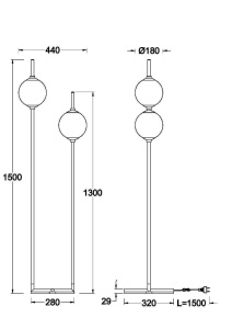 Lampadar LED Sixth Sense Z020FL-L12BS3K, 12W, 1100lm, lumina calda, IP20, auriu+alb, Maytoni [4]- savelectro.ro