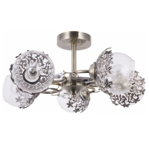 Lustre, Lustra Desert LY-3463, 5xE27, bronz si alb transparent, stil clasic, IP20 - savelectro.ro