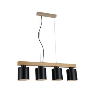 Lustre, Lustra Elementa, 4xE27, IP20, neagra+imitatie lemn, Klausen - savelectro.ro