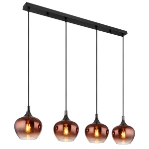 Lustre, Lustra Maxy, 4xE27, IP20, negru mat/cupru, Globo Lighting - savelectro.ro