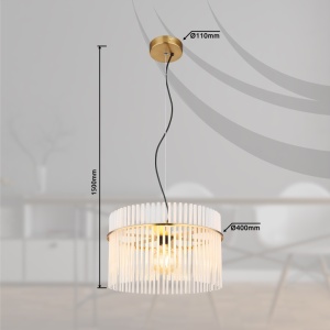Pendul Gorley, 1xE27, IP20, auriu mat/opal transparent, Globo Lighting [3]- savelectro.ro