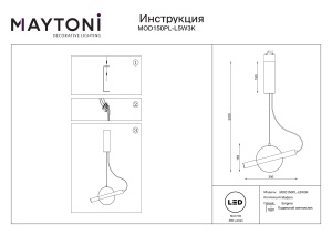 Pendul LED Enigma MOD150PL-L5W3K, 5W, 450lm, lumina calda, IP20, negru+alb, Maytoni [2]- savelectro.ro