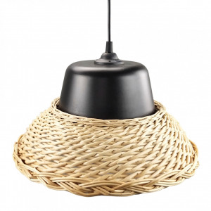 Pendul Wicker LY-3335, 1xE27, negru+natural, IP20, Klausen [1]- savelectro.ro