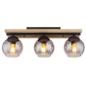 Plafoniera Conni, 3xE27, IP20, negru/lemn maro inchis/fumuriu, Globo Lighting [4]- savelectro.ro