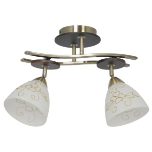 Plafoniere, Plafoniera Delhi KL7192, 2xE27, bronz, cires, alb, metal lemn sticla, stil clasic, IP20, Klausen - savelectro.ro