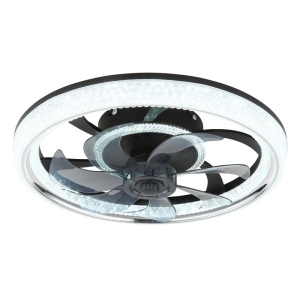Plafoniere LED, Plafoniera LED Cirilla, cu ventilator, 30W, 2700 lm, lumina calda/neutra/rece, IP20, negru mat, Globo Lighting - savelectro.ro