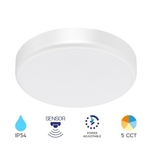 Plafoniera LED cu senzor, 20W, 2000lm, IP54, lumina calda/neutra/rece (3000-6500 K), alba, Braytron [1]- savelectro.ro
