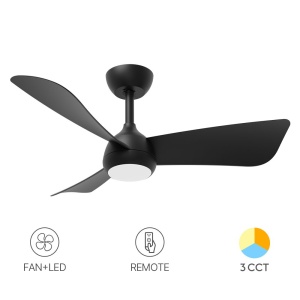 Plafoniera LED cu ventilator, Braytron, 18W+30W, CCT, lumina calda/neutra/rece, negru, telecomanda