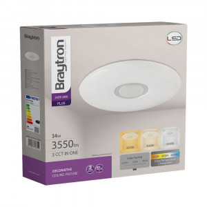 Plafoniera LED Jade BH16-20180, rotunda, 34W, 3550lm, lumina calda+neutra+rece, IP20, alba, Braytron [3]- savelectro.ro