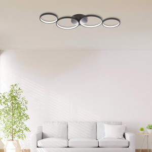 Plafoniera LED Nela BR-BH17-04091, cu telecomanda, 60W, 6050lm, lumina calda+neutra+rece, IP20, neagra, Braytron [2]- savelectro.ro