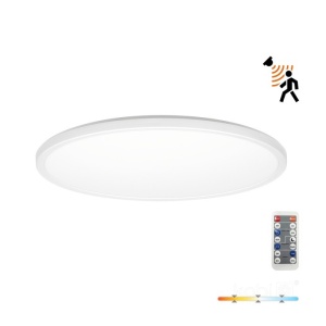 Plafoniera LED Nivera rotunda cu senzor de miscare si lumina 24W, 2400lm, IP54, lumina calda/neutra/rece, alba, Kobi