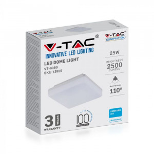 Plafoniera led patrata, 25W, LED Chip Samsung, IP44, lumina calda(3000K), 2500lm, Alb, V-TAC [4]- savelectro.ro