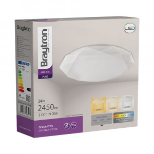 Plafoniera LED rotunda Jade diamant, 24W, 2450 lm, temperatura de culoare ajustabila(3000-6500K), alba, Braytron [3]- savelectro.ro