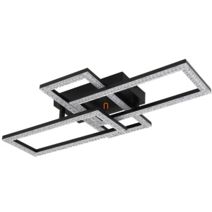 Plafoniere LED, Plafoniera LED Sapena, 24W, 1950lm, lumina neutra (4000K), IP20, neagra/transparenta/cristale, Globo Lighting - savelectro.ro