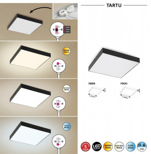 Plafoniera LED Tartu 7900-RAB, 24W, 2500lm, lumina calda+neutra+rece, IP20, neagra mata, Rabalux [3]- savelectro.ro