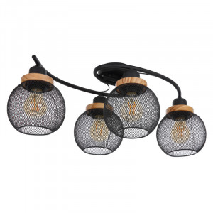 Plafoniera Pablo 15663-4D, 4xE27, neagra+maro, IP20, Globo Lighting [4]- savelectro.ro