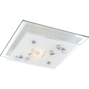 Plafoniere, Plafoniera patrata Ballerina I, 1xE27, 240x240 mm, IP20, crom+satin, Globo Lighting - savelectro.ro