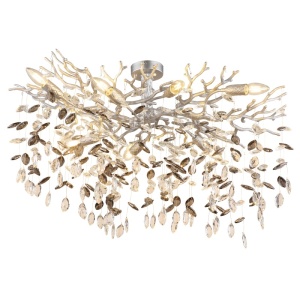 Plafoniere, Plafoniera Queena 7xE14, cristale, 85 cm, IP20, argintie, Globo Lighting - savelectro.ro
