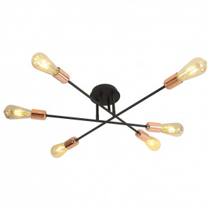 Corpuri de iluminat, Plafoniera Straight KL100008, 6xE27, neagra+cupru, IP20, Klausen - savelectro.ro