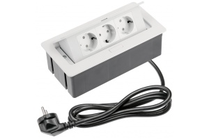 Prize incorporabile blat, Priza incastrabila dreptunghiulara, 3 prize schuko, alba, GTV - savelectro.ro