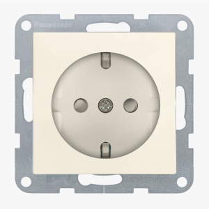 Prize si intrerupatoare Panasonic, Priza simpla cu impamantare, protectie copii, 16A, IP20, Bej, Panasonic Karre Plus 55 - savelectro.ro
