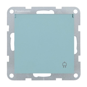 Prize si intrerupatoare, Priza simpla cu impamantare si capac, protectie copii, 16A, IP20, Turcoaz, Panasonic Karre Plus 55 Soft Touch - savelectro.ro