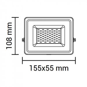 Dimensiuni Proiector led 10W cu senzor, 800lm, IP65, lumina rece 6000K, negru, Optonica