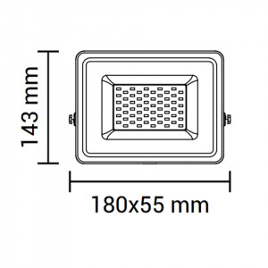 Dimensiuni Proiector led 20W cu senzor , 1600lm, IP65, lumina rece 6000K, alb, Optonica