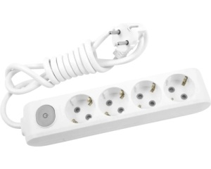 (RESIGILAT) Prelungitor 4 prize 1.5 metri + intrerupator X-tendia Panasonic, Alb