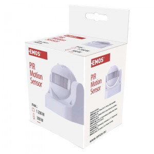 Senzor de miscare aplicat PIR, distanta detectie 12 metri, unghi detectie 180 grade, alb, EMOS [6]- savelectro.ro